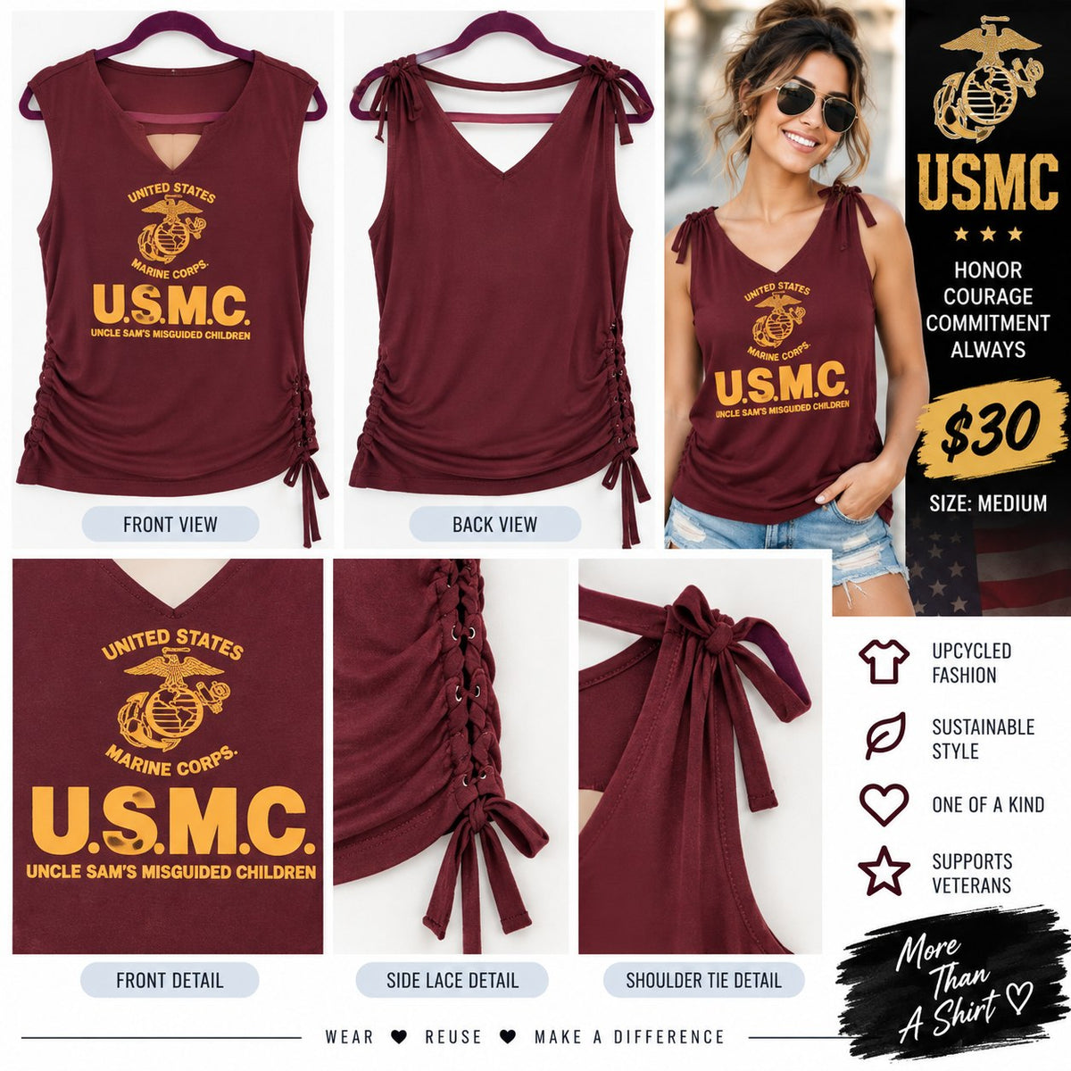 USMC – One-of-a-Kind Women’s M Reworked Tank - details and styling