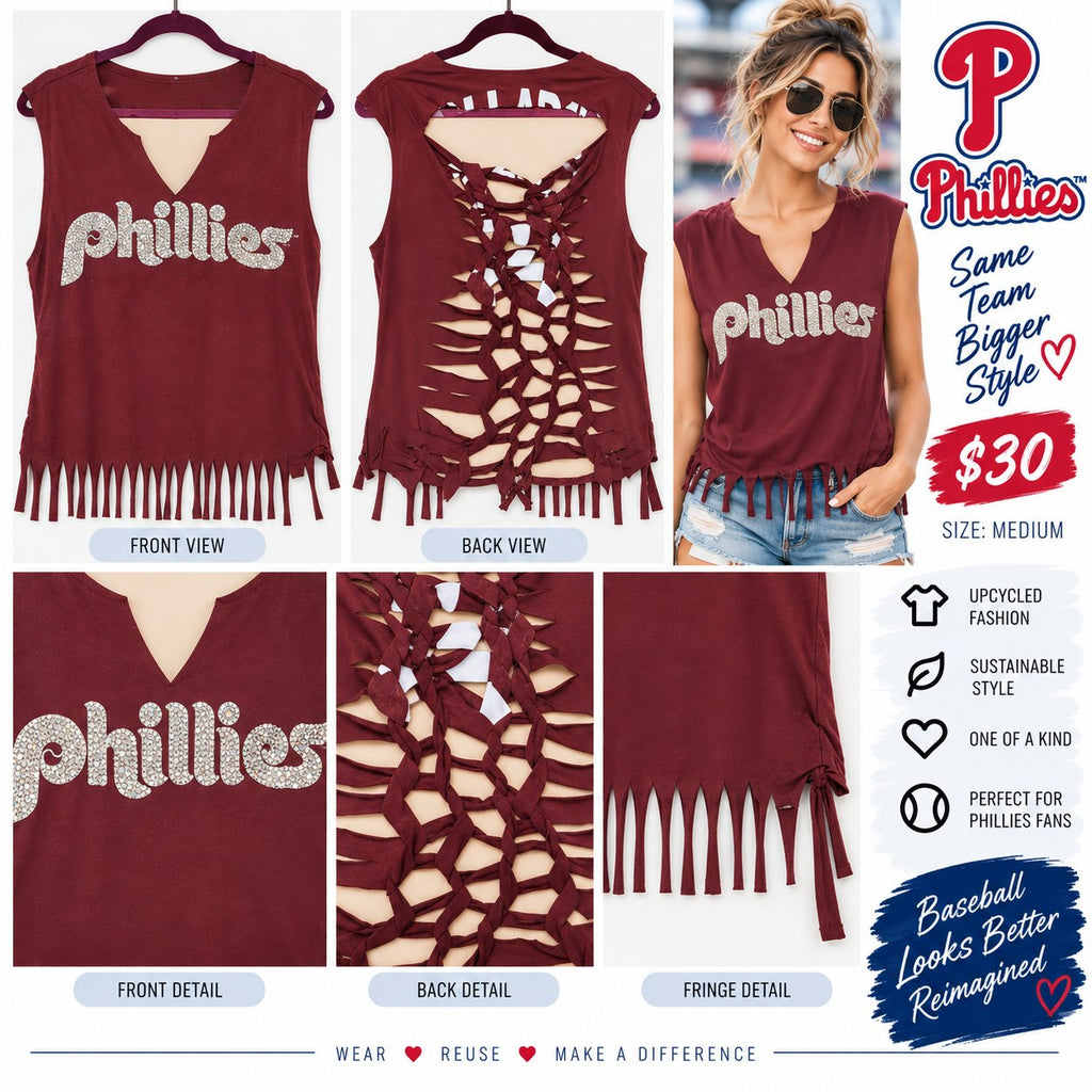 Phillies – One-of-a-Kind Women’s M Reworked Shirt - details and styling