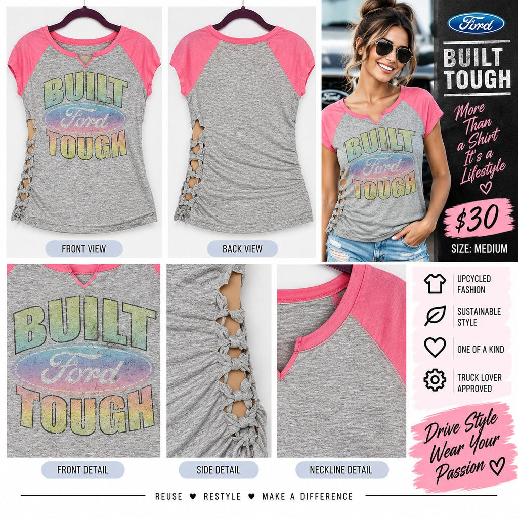 Ford Built Tough – One-of-a-Kind Women’s M Reworked Shirt - details and styling