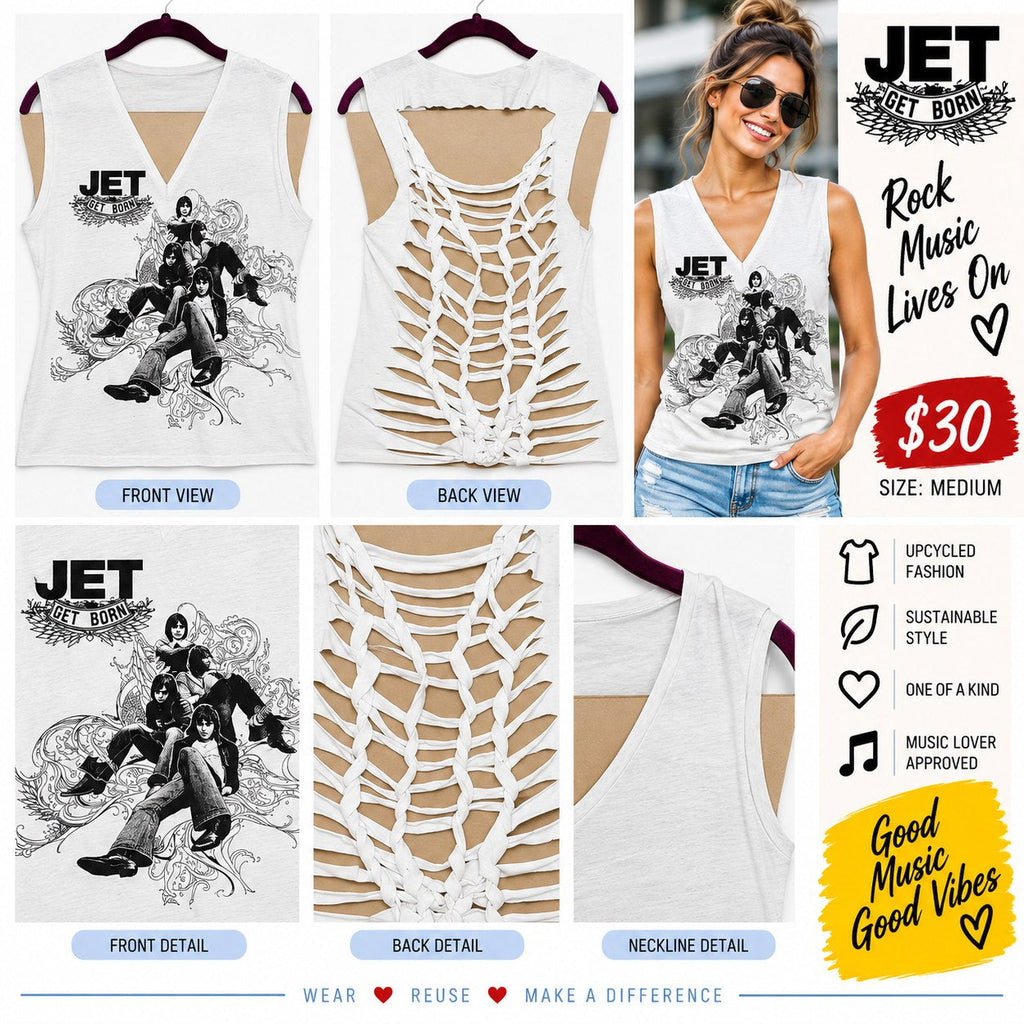 Jet – One-of-a-Kind Women’s M Reworked Shirt - details and styling