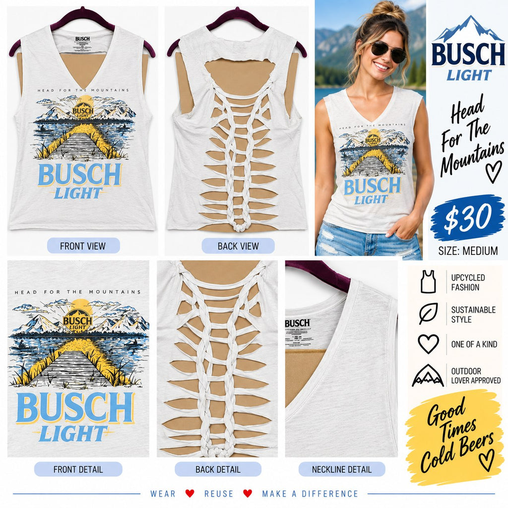 Busch Light – One-of-a-Kind Women’s M Reworked Tank - details and styling