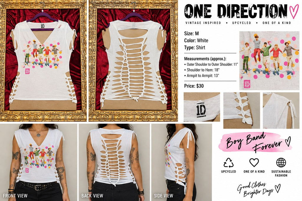 Boy Band – One-of-a-Kind Women’s M Reworked Shirt - details and styling