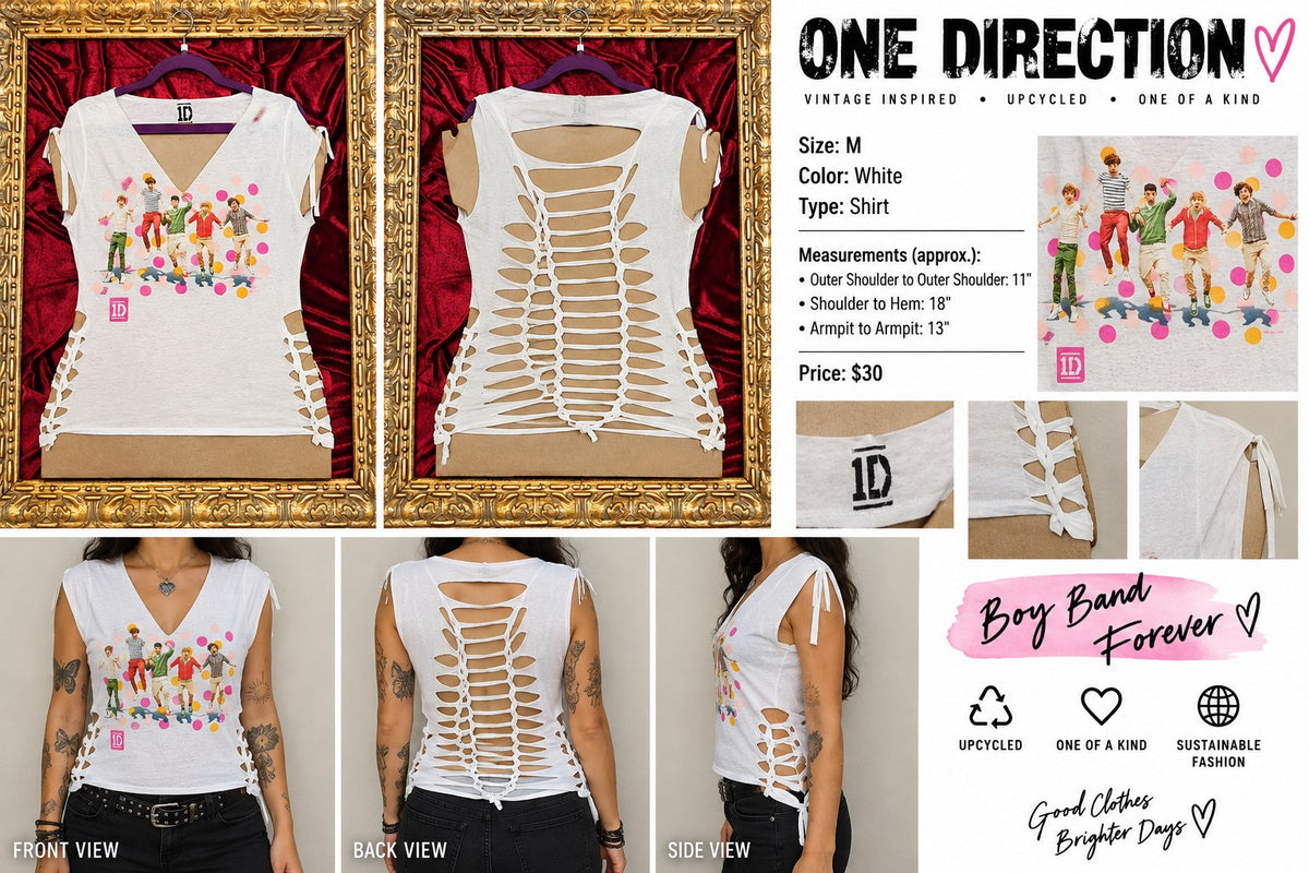 Boy Band – One-of-a-Kind Women’s M Reworked Shirt - details and styling