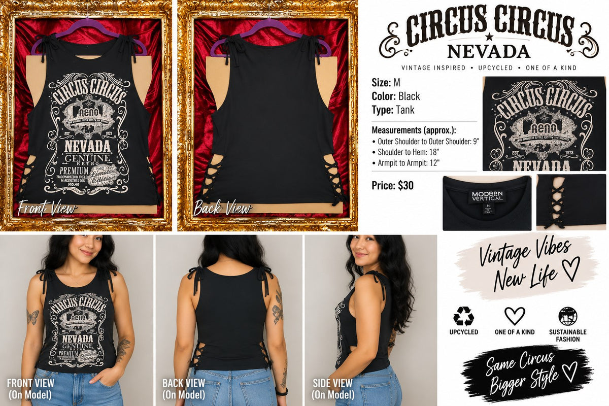 Circus Circus – One-of-a-Kind Women’s M Reworked Tank - details and styling