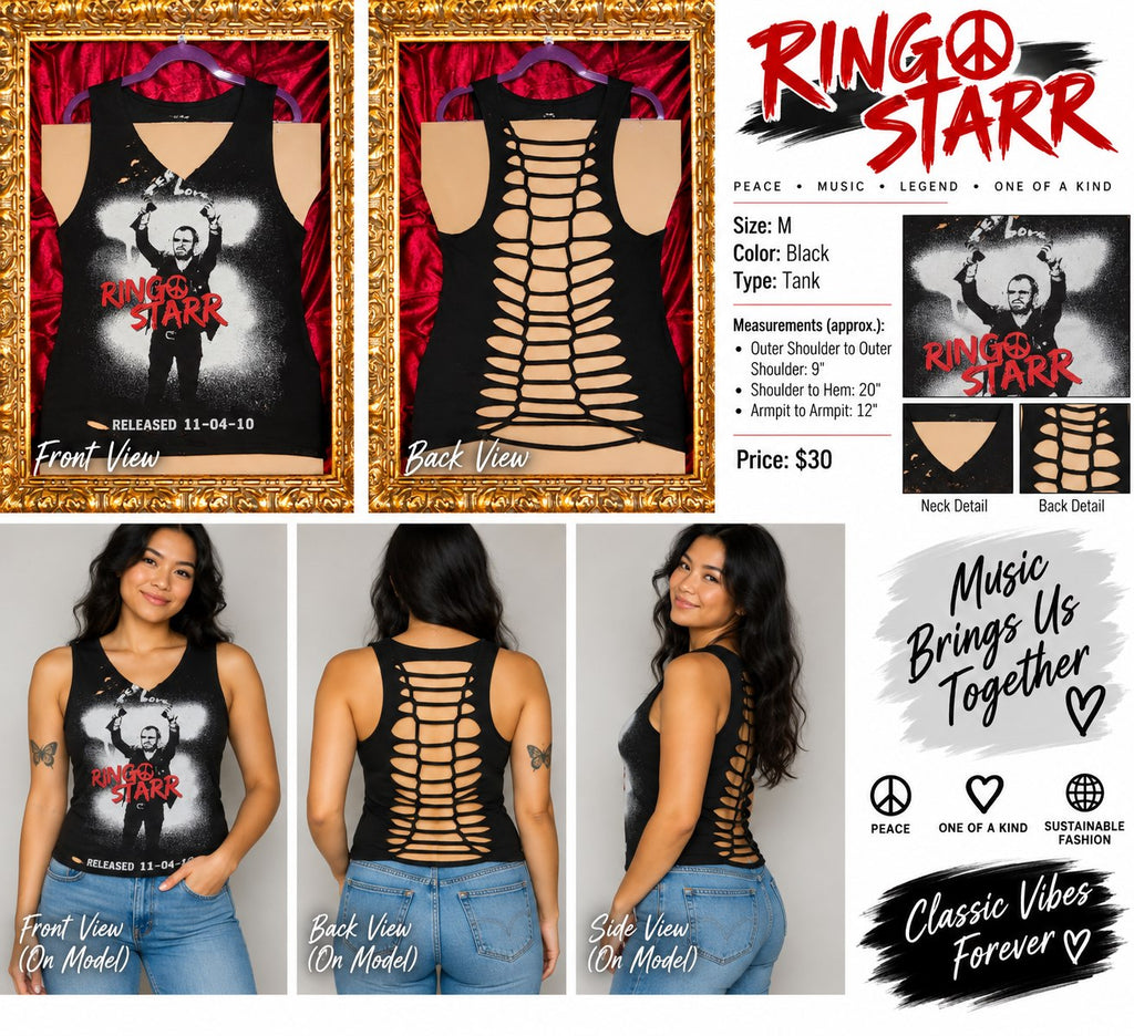 Ringo Starr – One-of-a-Kind Women’s M Reworked Tank - details and styling