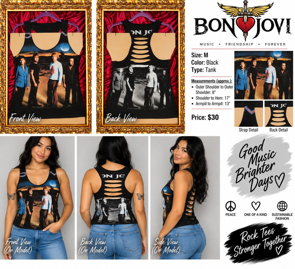 Bon Jovi – One-of-a-Kind Women’s M Reworked Tank - details and styling