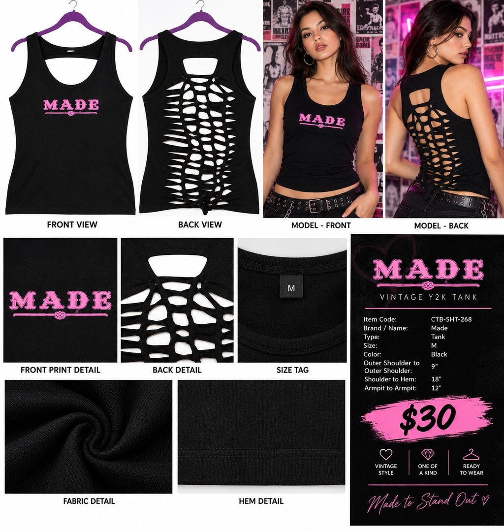 Made – One-of-a-Kind Women’s M Reworked Tank - details and styling
