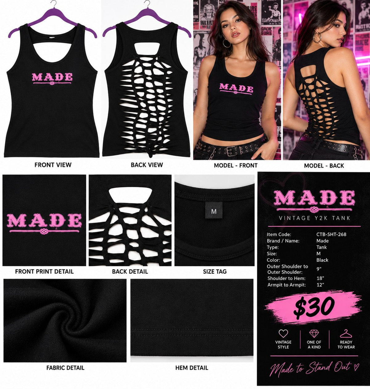Made – One-of-a-Kind Women’s M Reworked Tank - details and styling