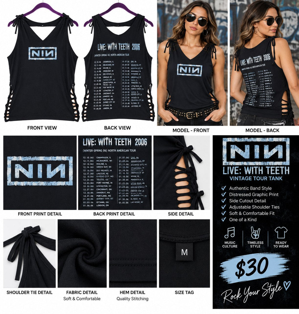 NIN – One-of-a-Kind Women’s M Reworked Tank - details and styling