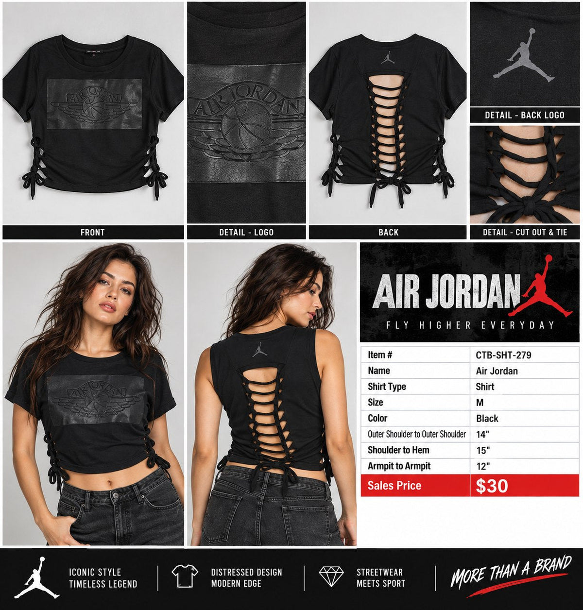 Air Jordan – One-of-a-Kind Women’s M Reworked Shirt - details and styling