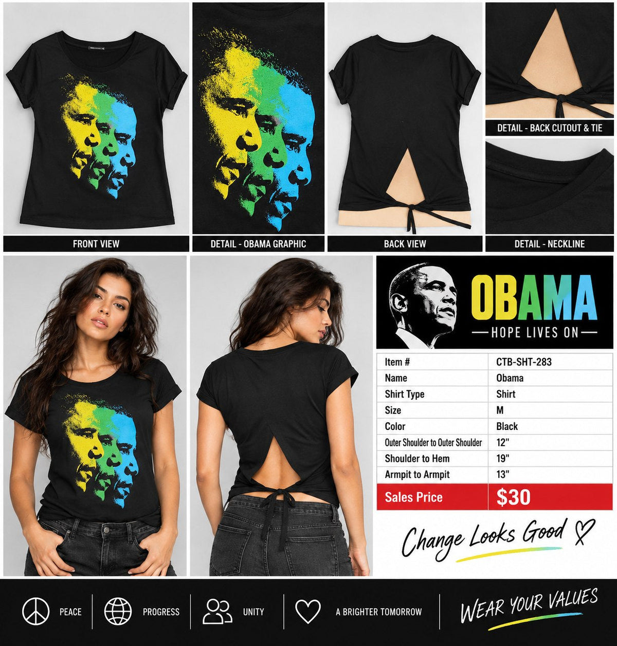 Obama – One-of-a-Kind Women’s M Reworked Shirt - details and styling