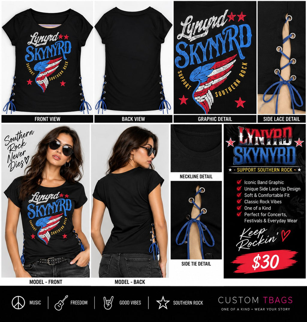 Lynyrd Skynyrd – One-of-a-Kind Women’s M Reworked Shirt - details and styling