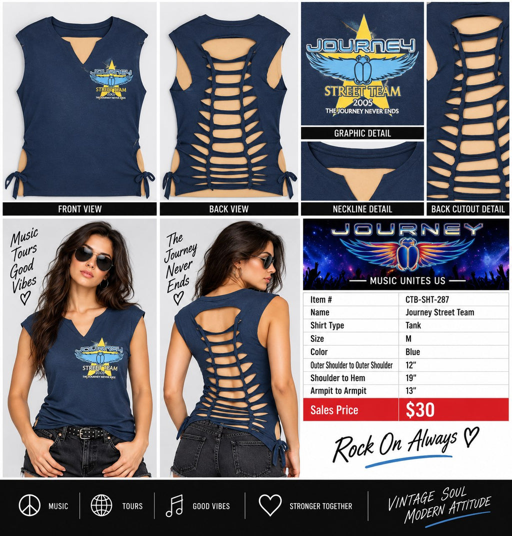 Journey Street Team – One-of-a-Kind Women’s M Reworked Tank - details and styling