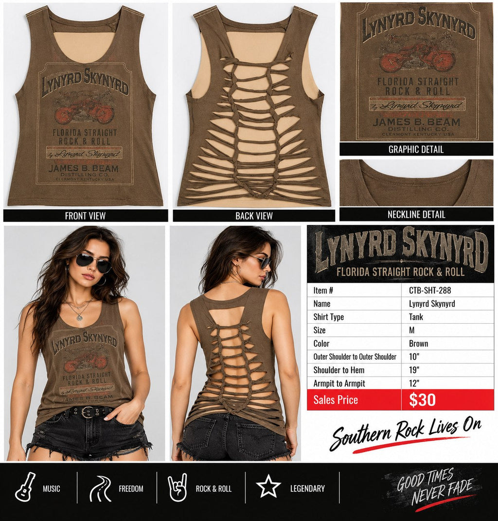 Lynyrd Skynyrd – One-of-a-Kind Women’s M Reworked Tank - details and styling