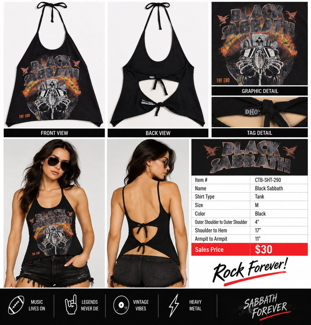 Black Sabbath – One-of-a-Kind Women’s M Reworked Tank - details and styling