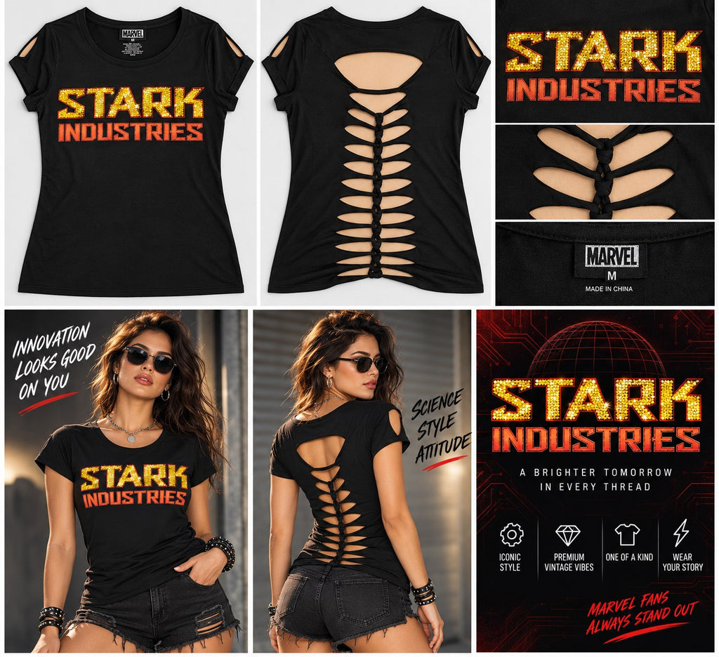 Stark Industries – One-of-a-Kind Women’s M Reworked Shirt - details and styling