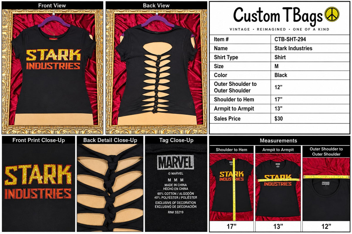 Stark Industries – One-of-a-Kind Women’s M Reworked Shirt - details and styling