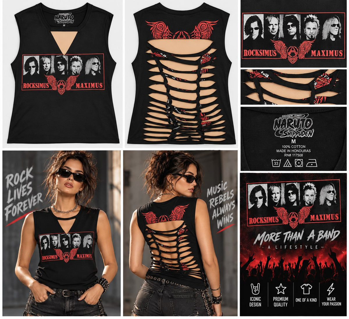 Rocksimus Maximus – One-of-a-Kind Women’s M Reworked Tank - details and styling