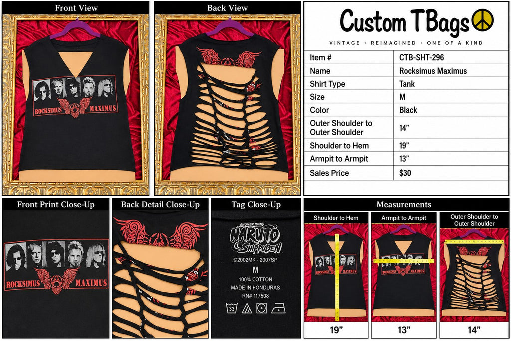 Rocksimus Maximus – One-of-a-Kind Women’s M Reworked Tank - details and styling