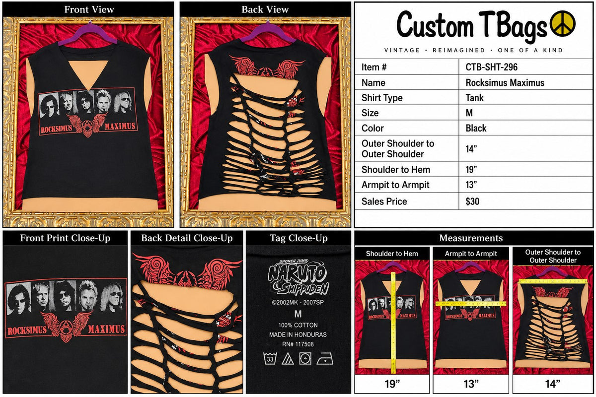 Rocksimus Maximus – One-of-a-Kind Women’s M Reworked Tank - details and styling