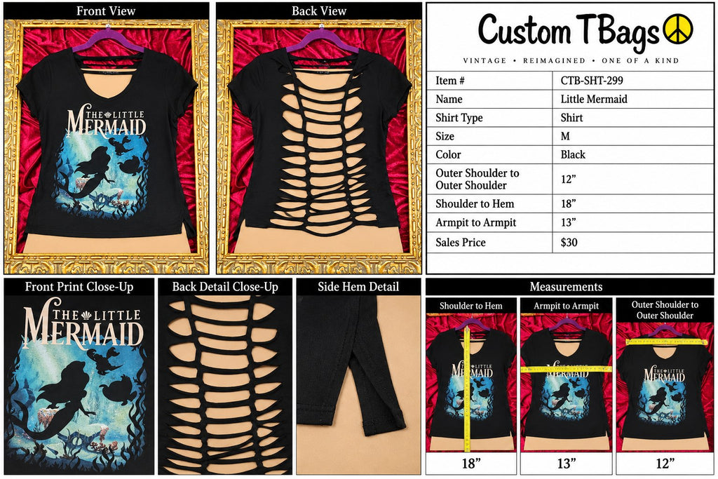 Little Mermaid – One-of-a-Kind Women’s M Reworked Shirt - details and styling