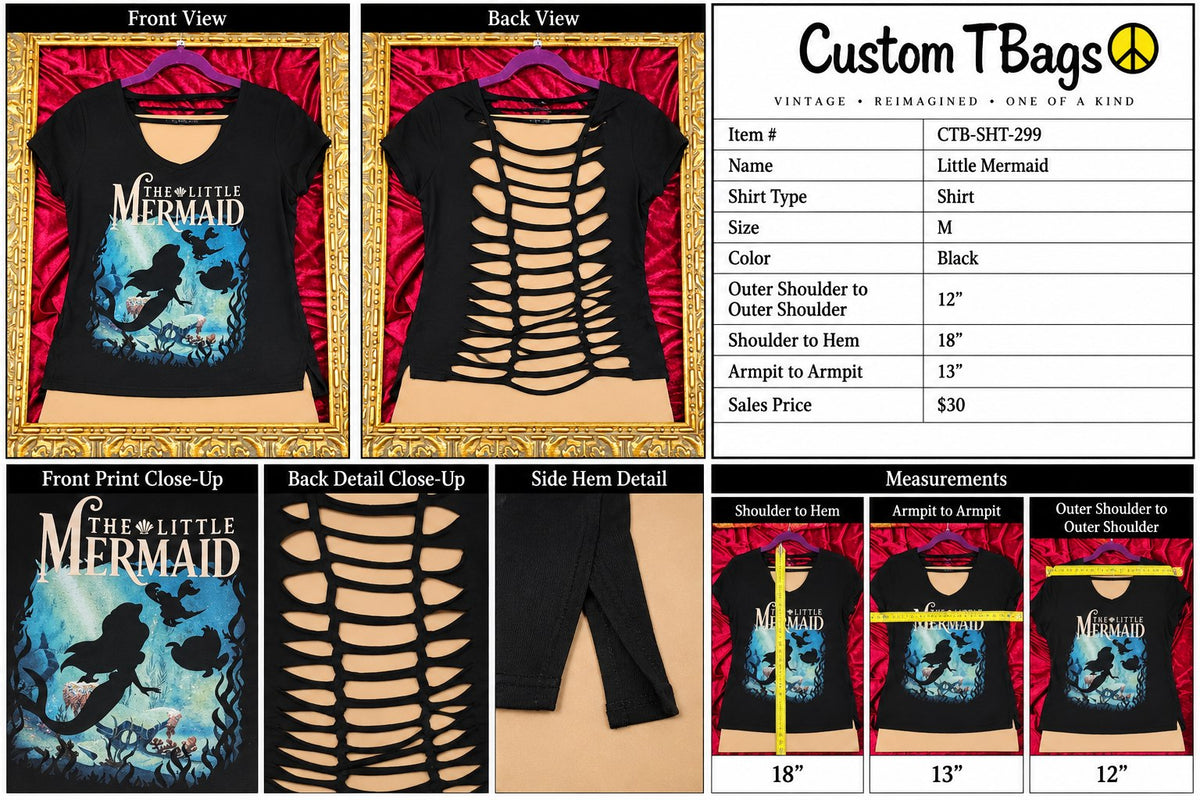 Little Mermaid – One-of-a-Kind Women’s M Reworked Shirt - details and styling
