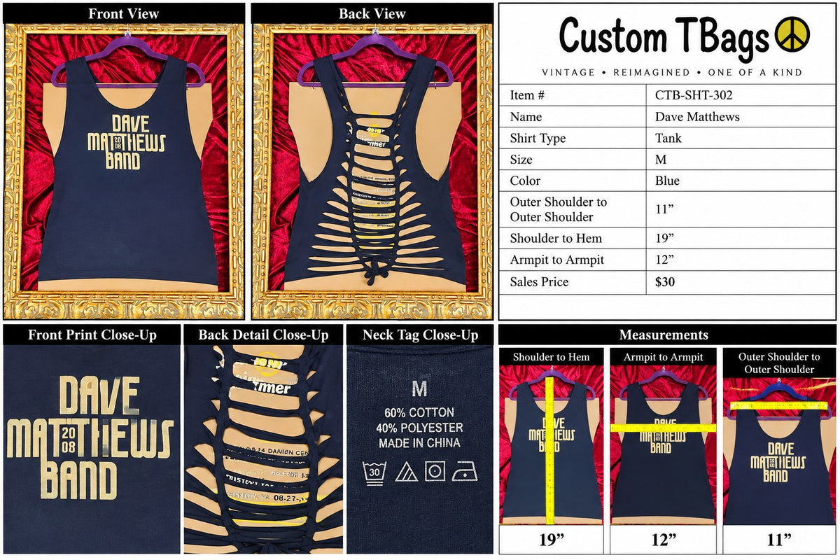 Dave Matthews – One-of-a-Kind Women’s M Reworked Tank - details and styling