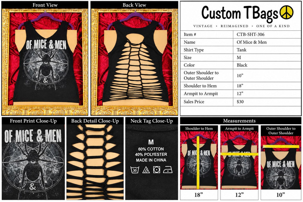 Of Mice & Men – One-of-a-Kind Women’s M Reworked Tank - details and styling