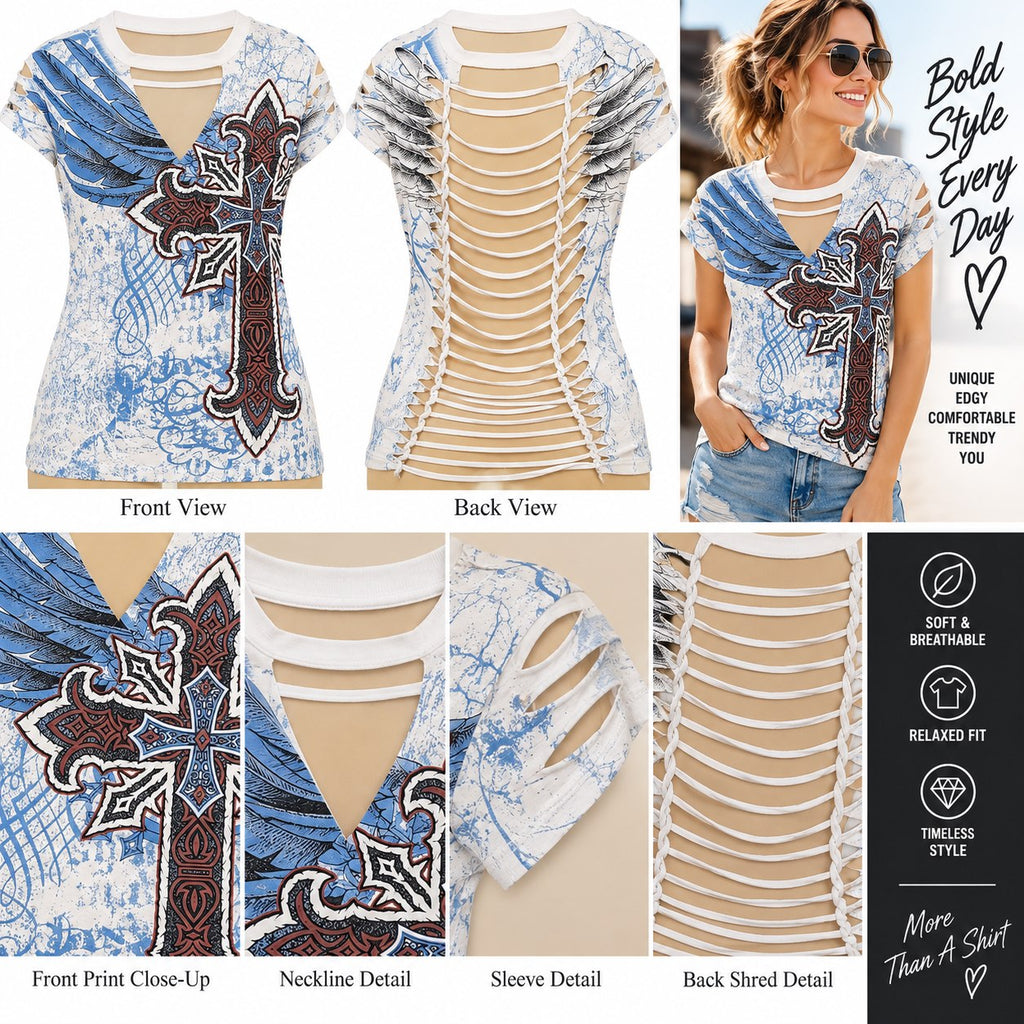 Cross – One-of-a-Kind Women’s L Reworked Shirt - details and styling