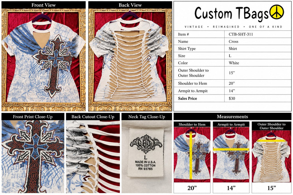 Cross – One-of-a-Kind Women’s L Reworked Shirt - details and styling