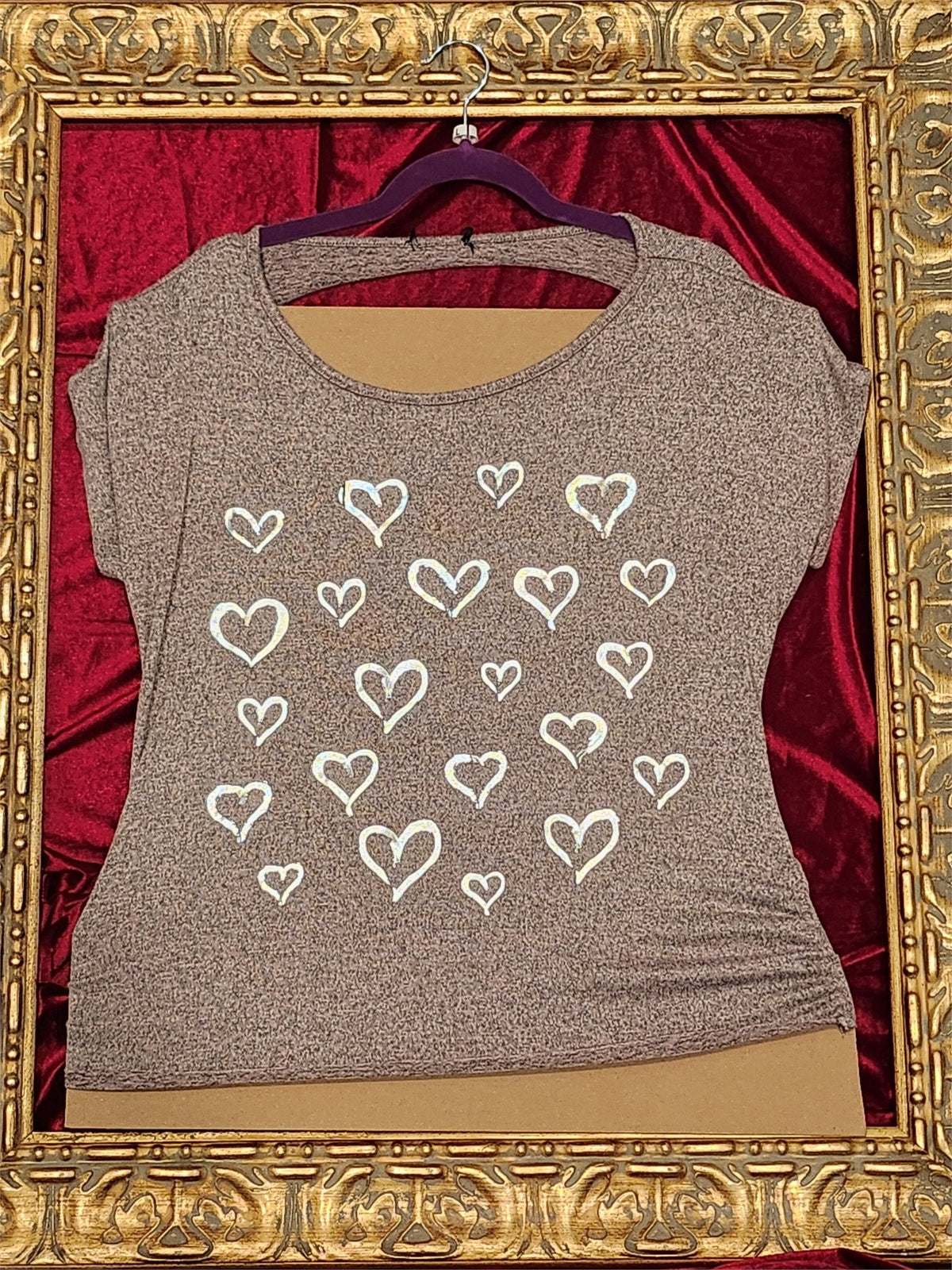Silver Hearts – One-of-a-Kind Women’s L Reworked Shirt
