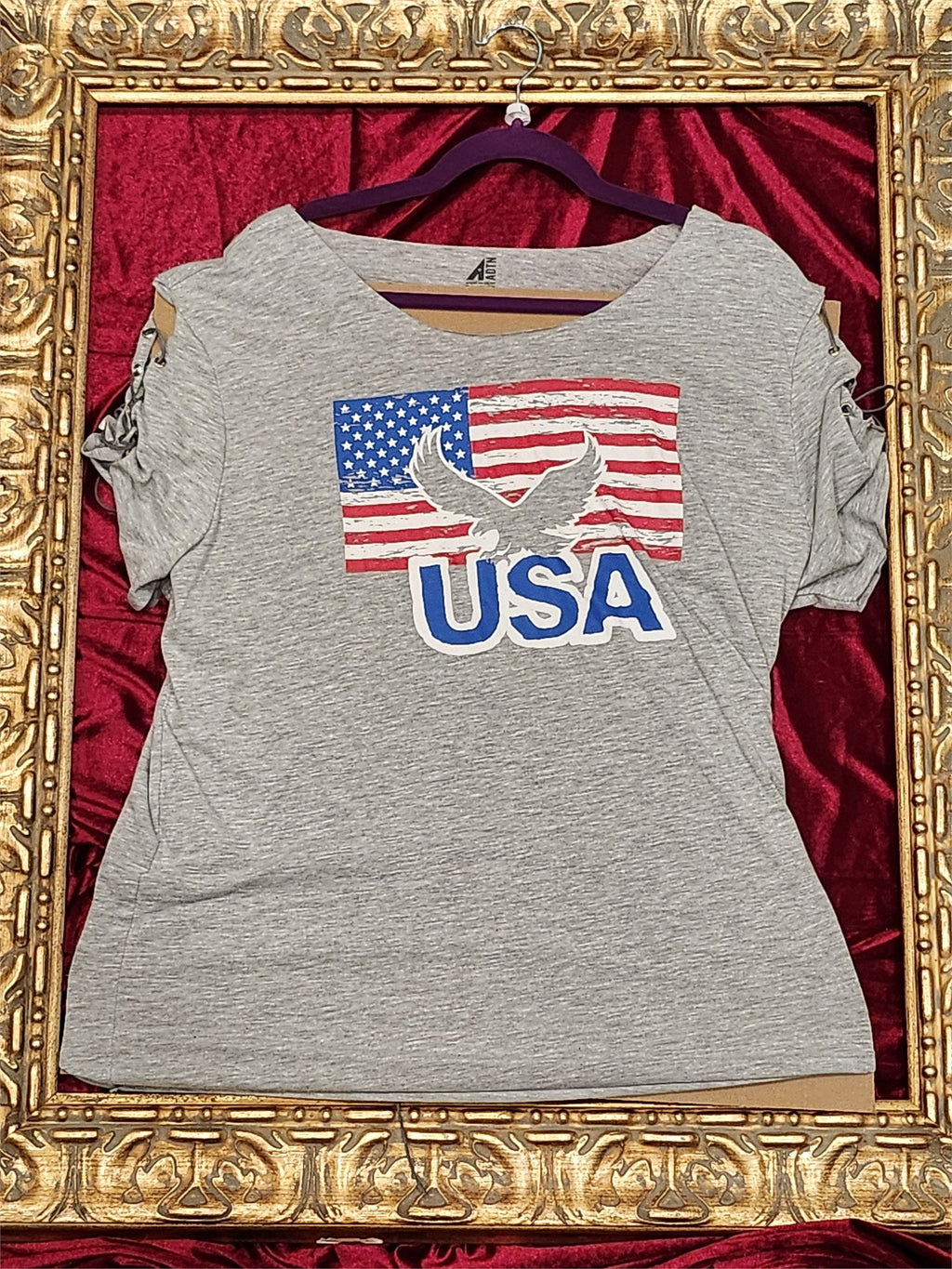 USA Patriotic – One-of-a-Kind Women’s L Reworked Shirt