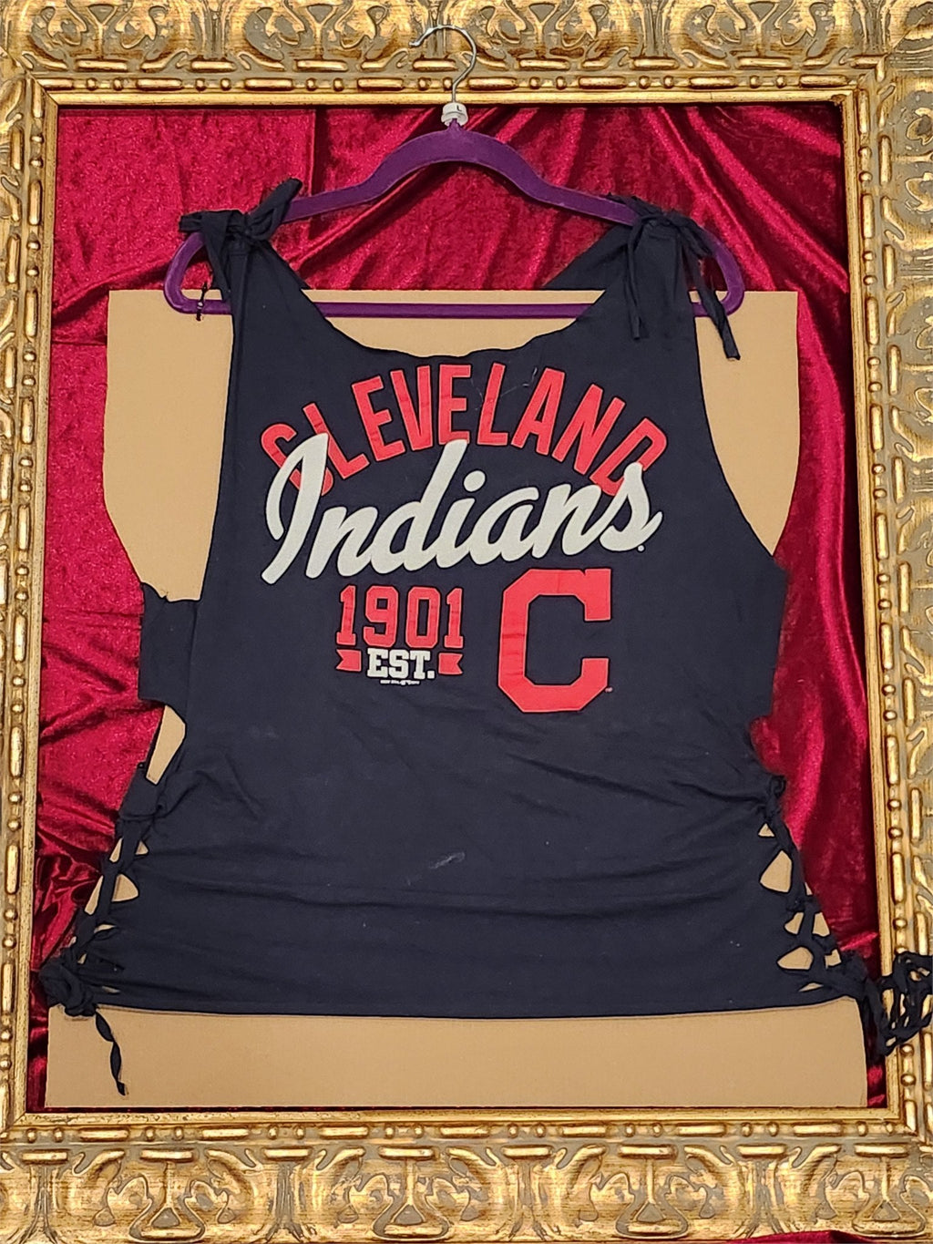 Cleveland Indians – One-of-a-Kind Women’s L Reworked Tank