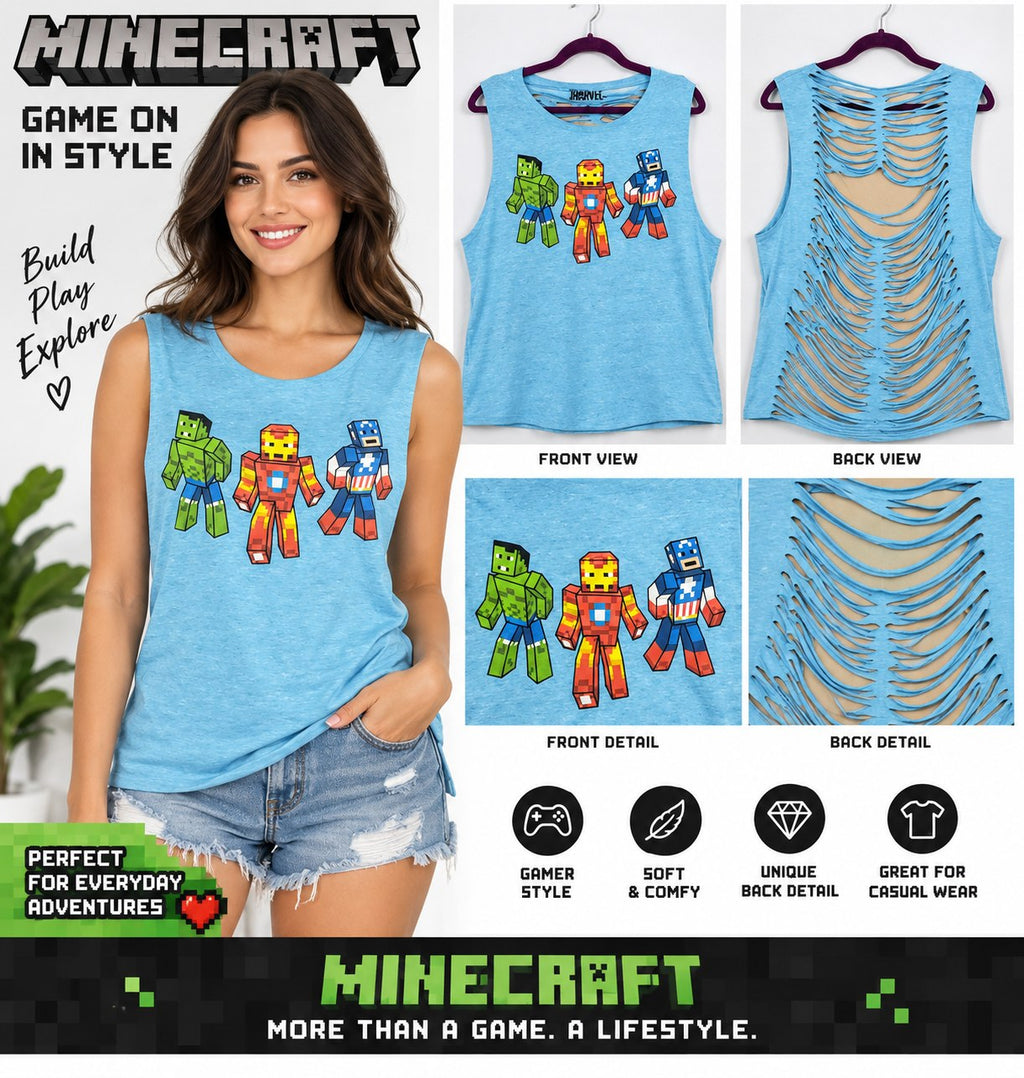 Minecraft – One-of-a-Kind Women’s L Reworked Tank - details and styling