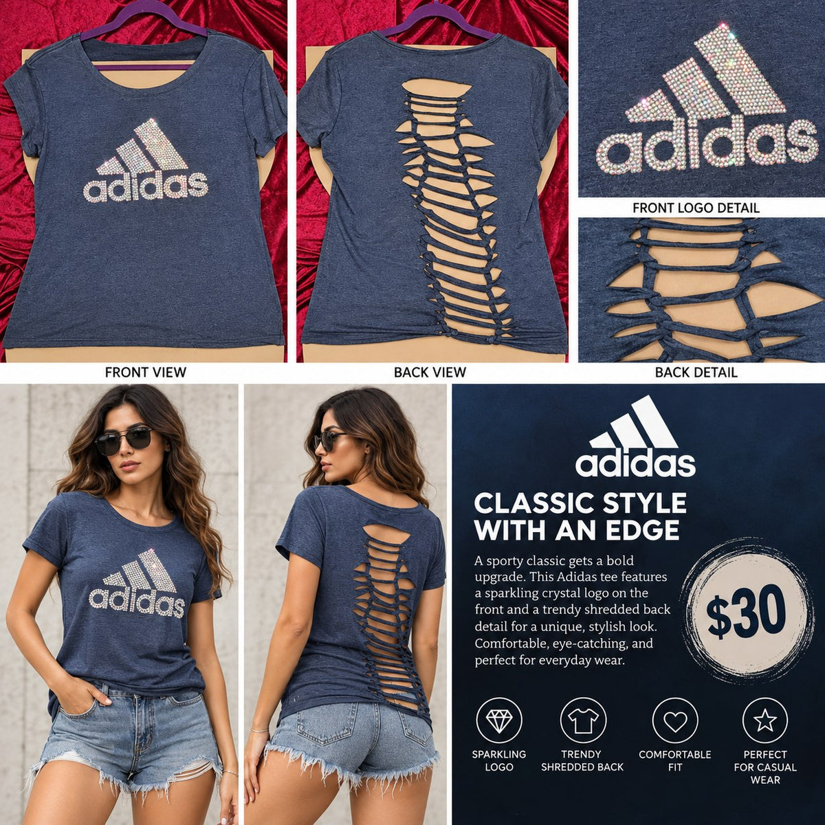 One-of-a-Kind Adidas Reworked Shirt – Size L - details and styling