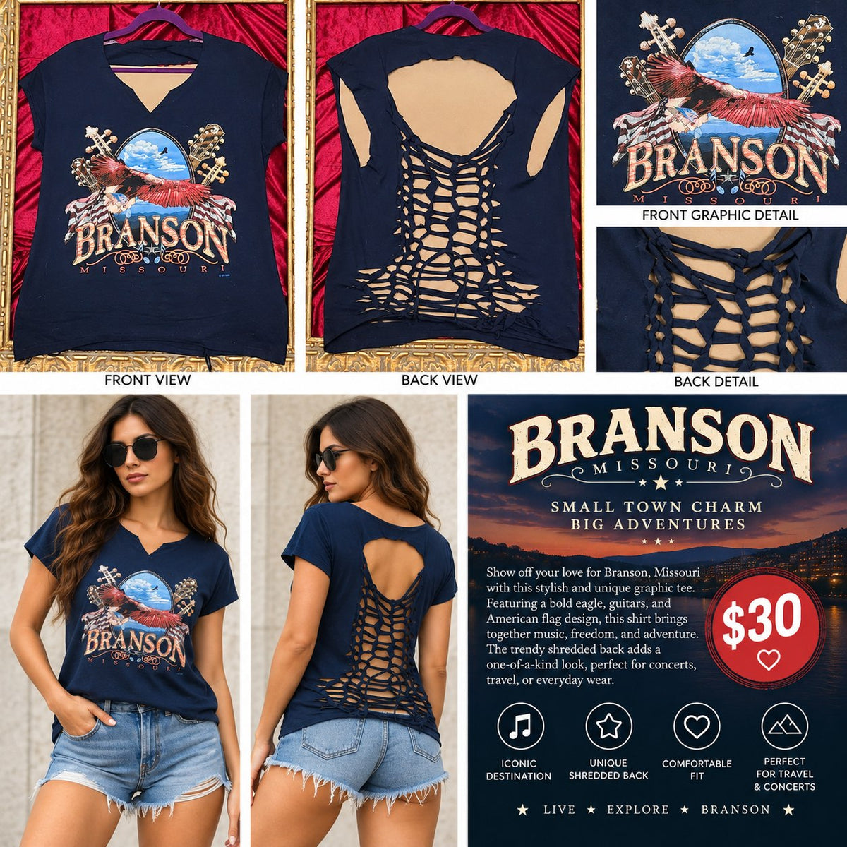 One-of-a-Kind Branson Reworked Shirt – Size L - details and styling