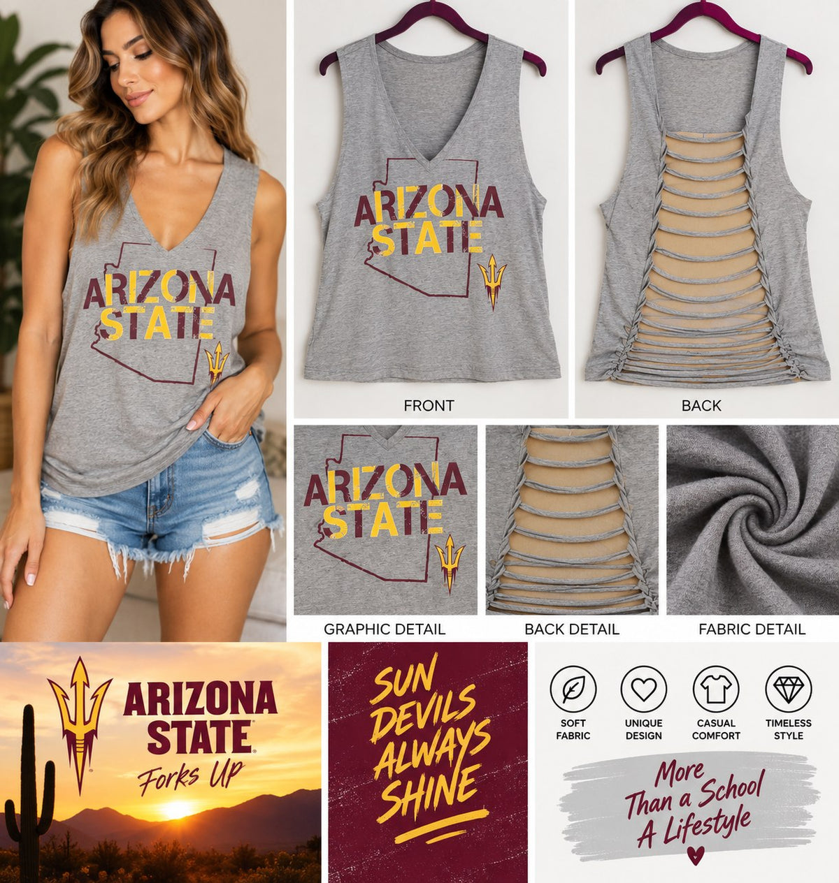 One-of-a-Kind ASU Reworked Tank – Size L - details and styling