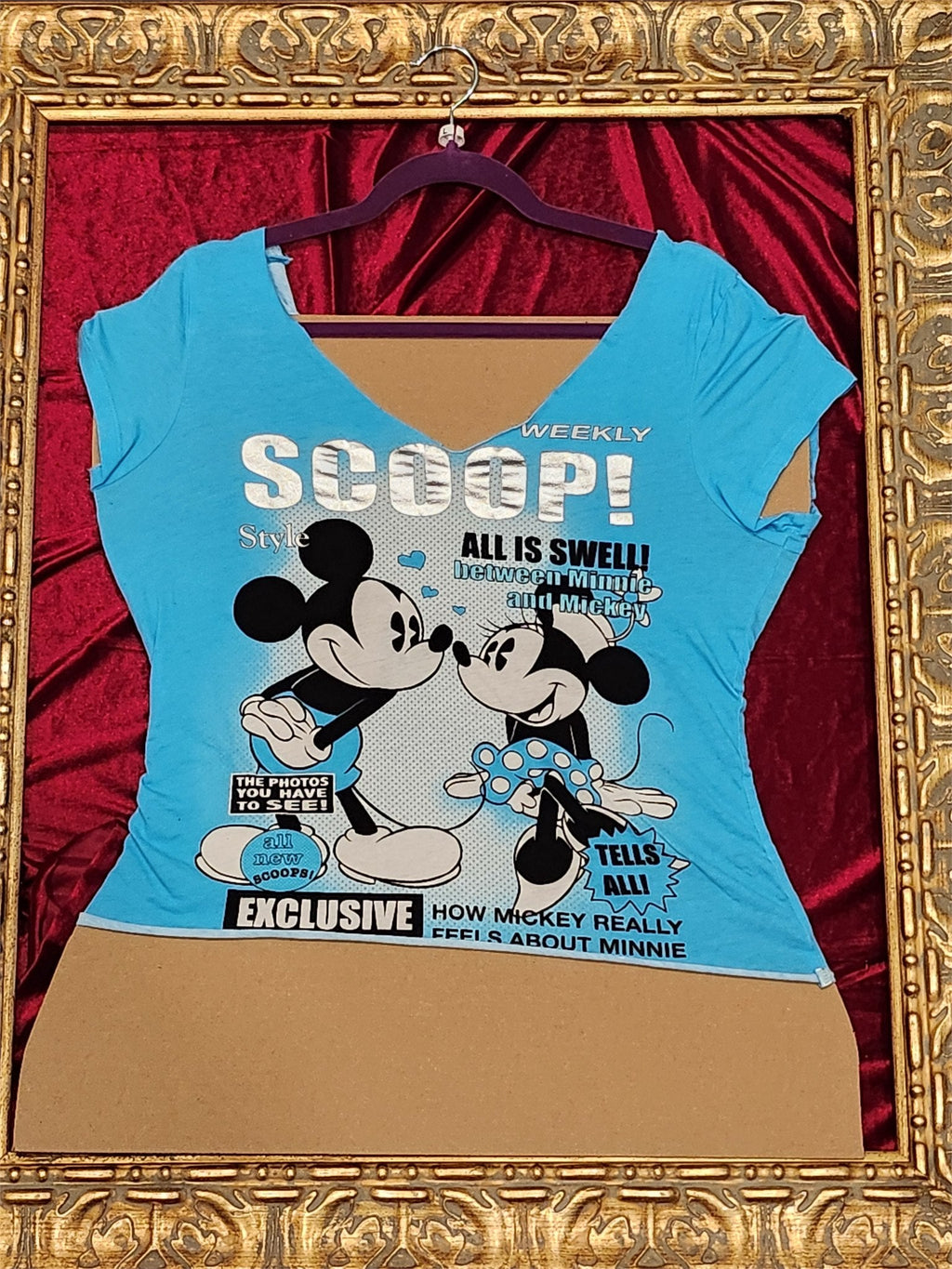 One-of-a-Kind Mickey & Minnie Reworked Shirt – Size L