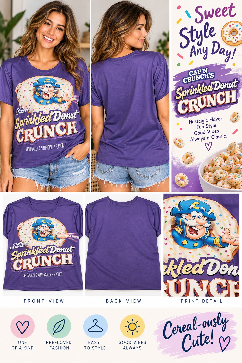 One-of-a-Kind Captain Crunch Reworked Shirt – Size L - details and styling