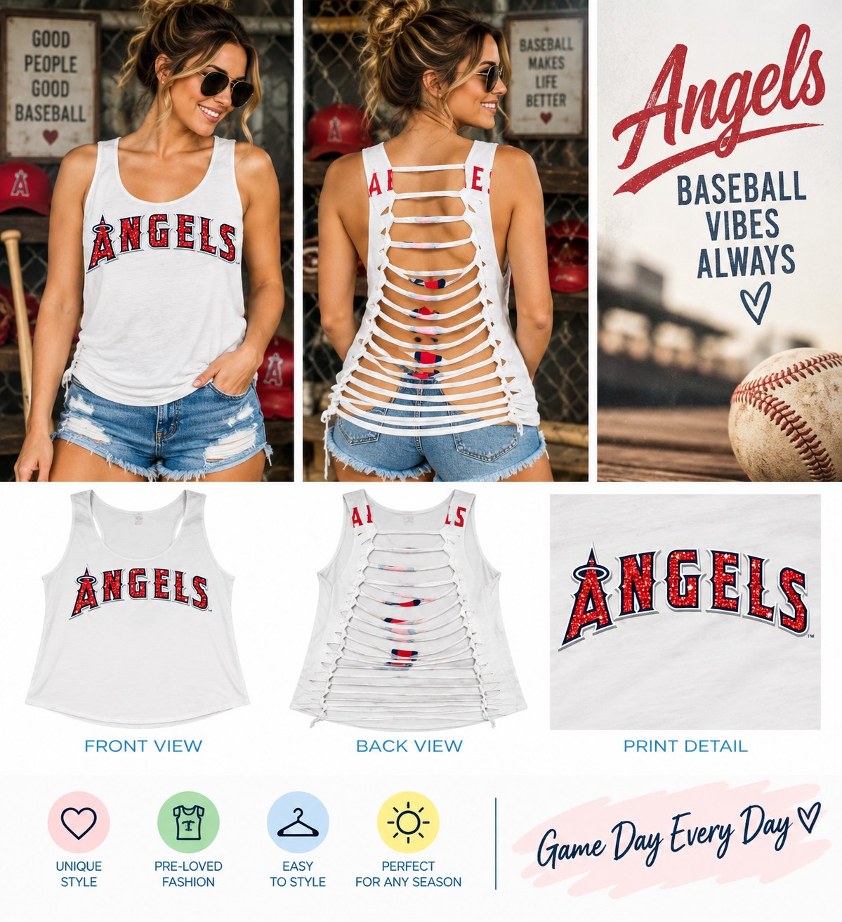 One-of-a-Kind Angels Reworked Tank – Size L - details and styling