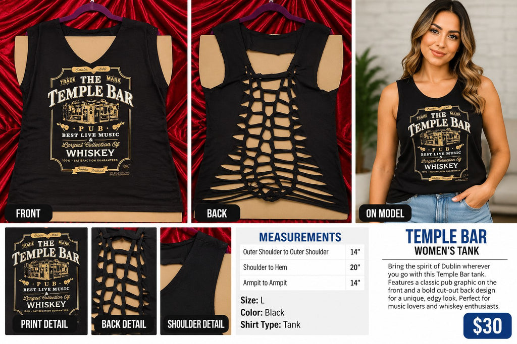 One-of-a-Kind Temple Bar Reworked Tank – Size L - details and styling