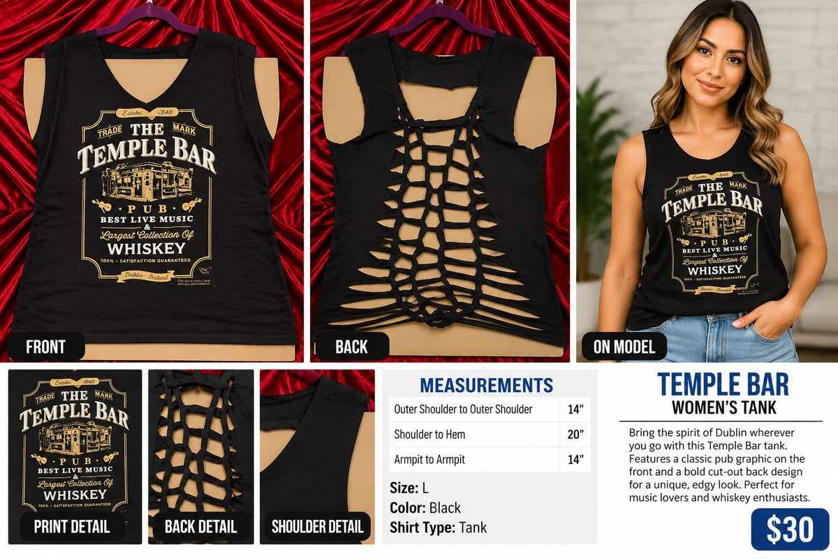 One-of-a-Kind Temple Bar Reworked Tank – Size L - details and styling