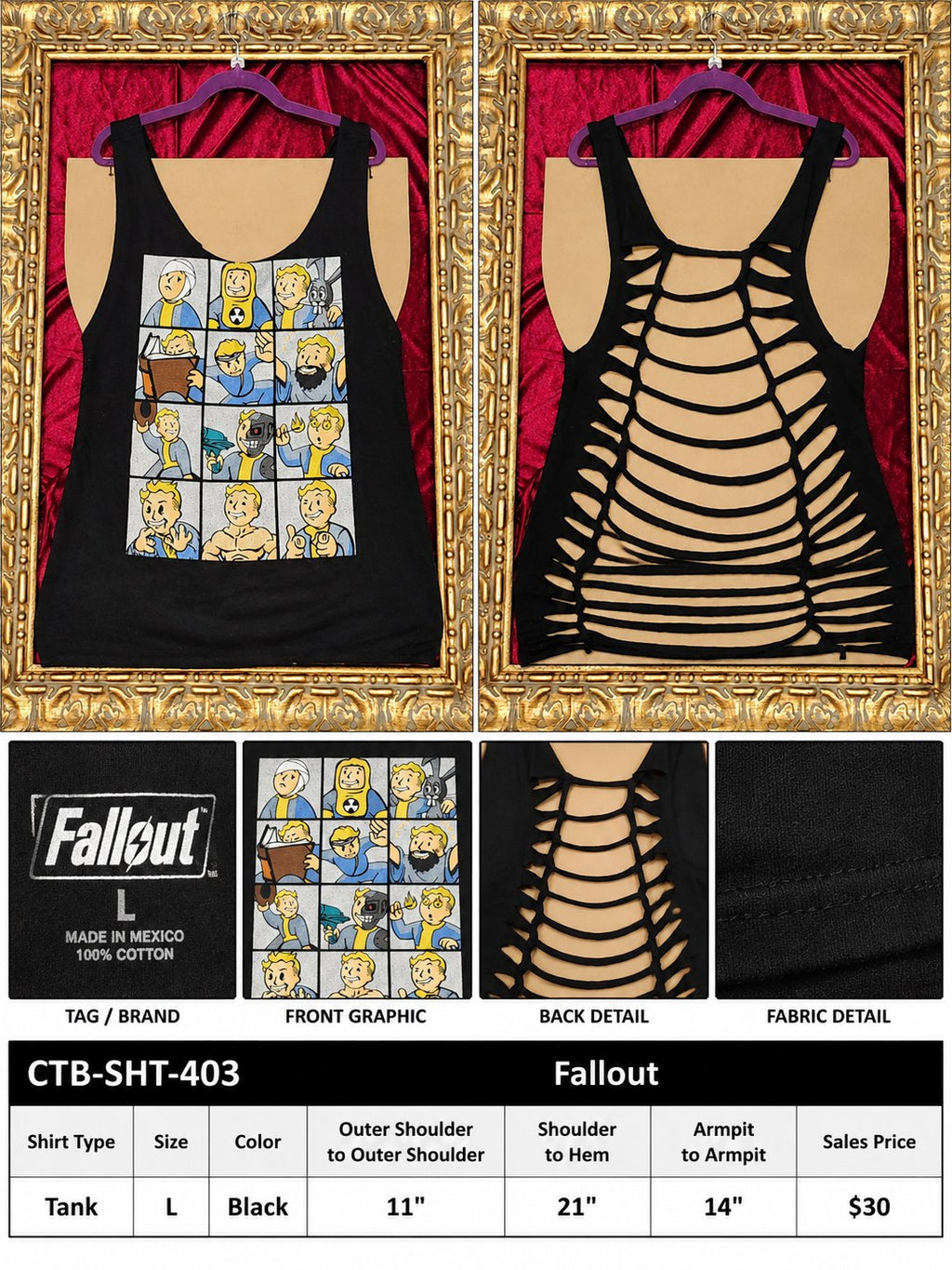 One-of-a-Kind Fallout Reworked Tank – Size L - details and styling