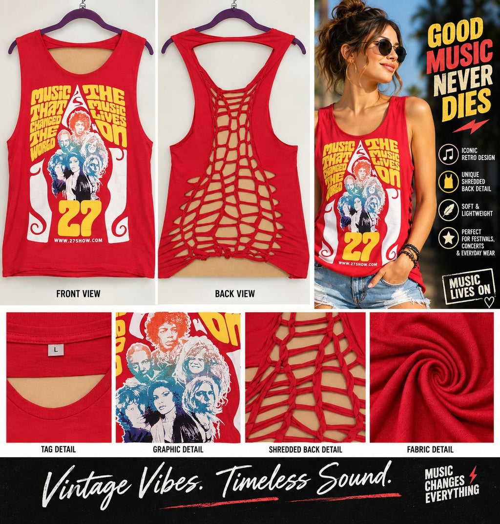 One-of-a-Kind Music Reworked Tank – Size L - details and styling