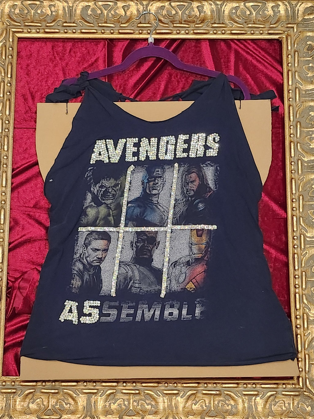 One-of-a-Kind Upcycled Avengers Open-Back Tank – Size L