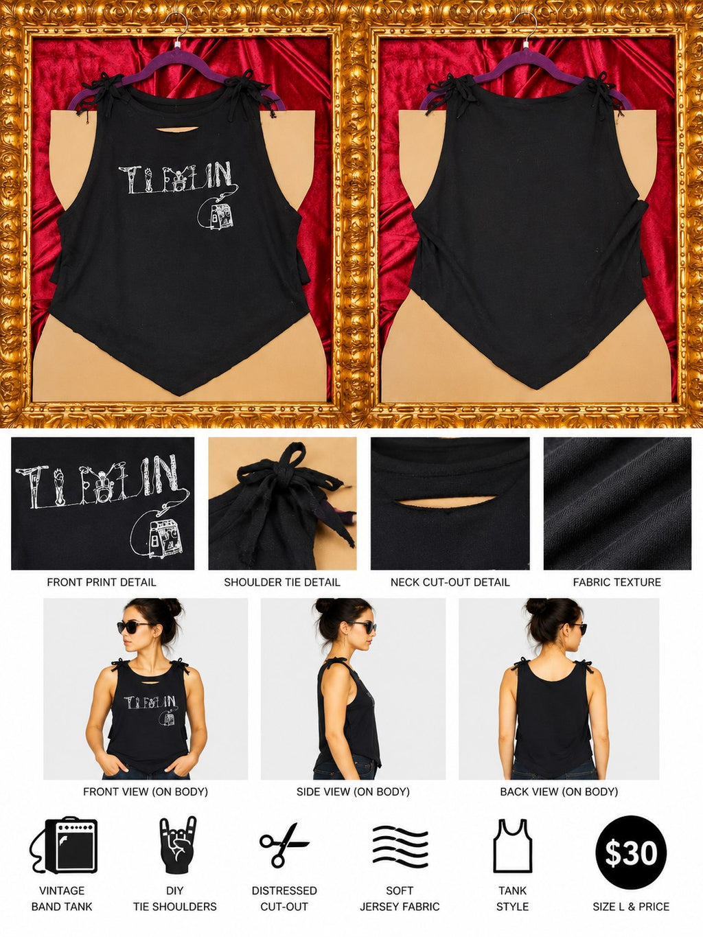 One-of-a-Kind Tinfin Reworked Tank – Size L - details and styling