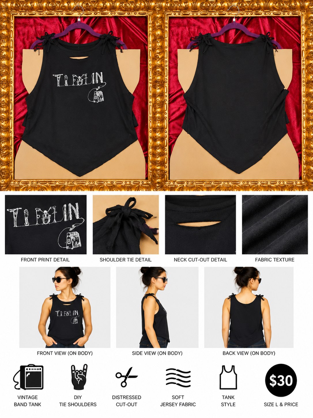 One-of-a-Kind Tinfin Reworked Tank – Size L - details and styling