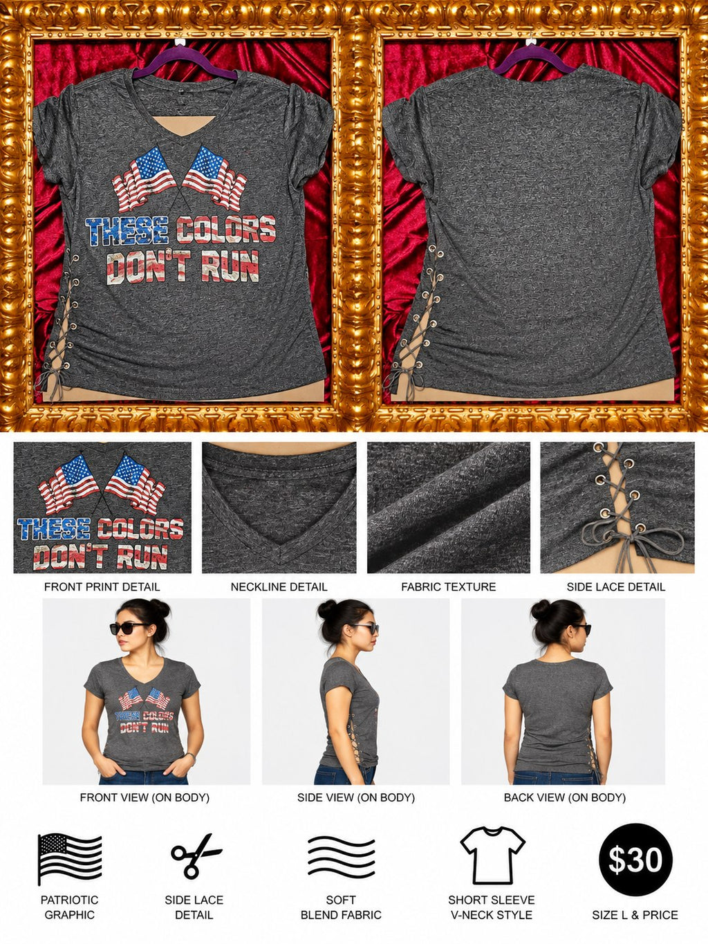 One-of-a-Kind These Colors Don't Bleed Reworked Shirt – Size L - details and styling