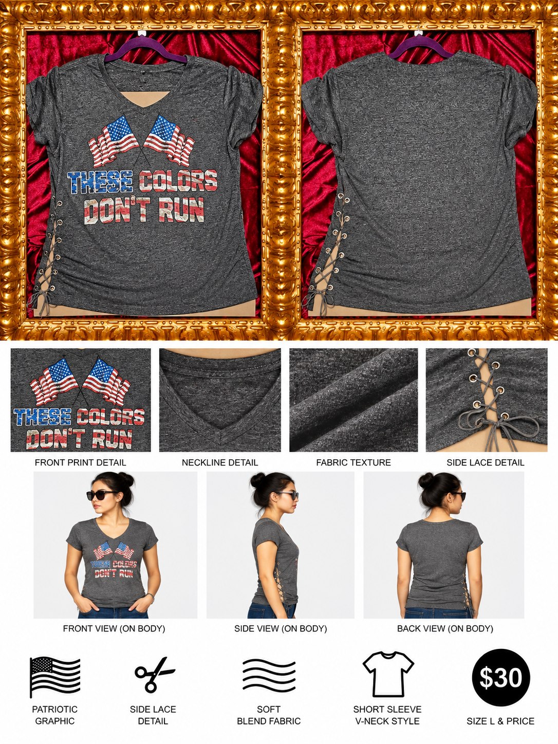 One-of-a-Kind These Colors Don't Bleed Reworked Shirt – Size L - details and styling