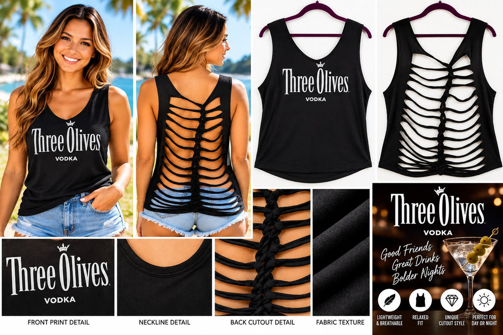 One-of-a-Kind Three Olives Reworked Tank – Size L - details and styling